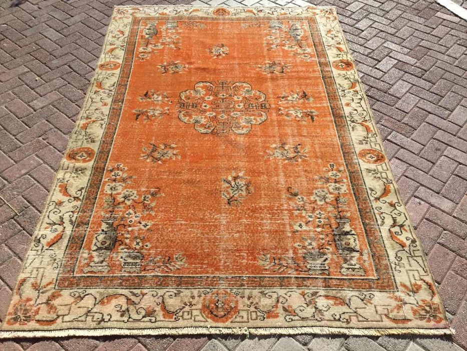 Handmade Turkish Oushak Area Rug 273cm x 180cm 1930s