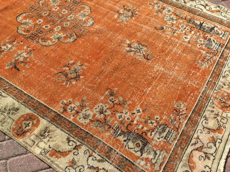 Handmade Turkish Oushak Area Rug 273cm x 180cm 1930s