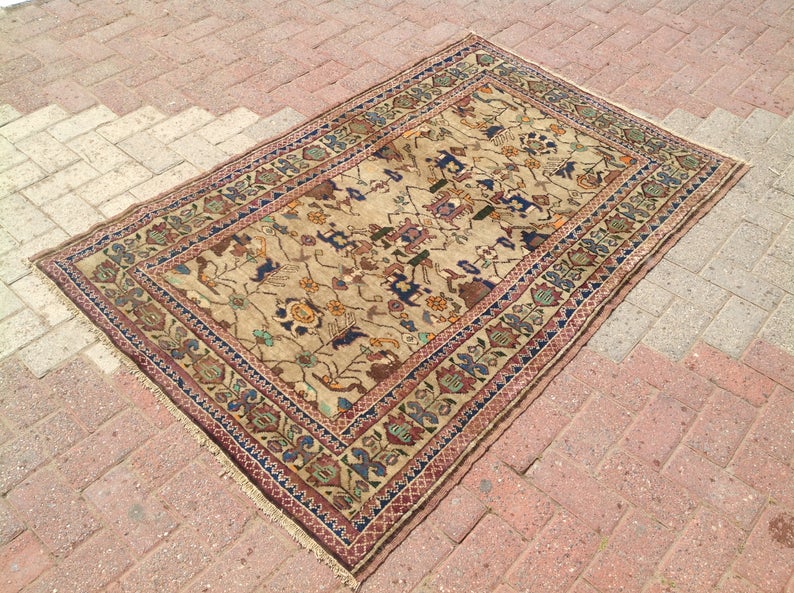 Handmade Turkish Oushak Rug 173cm x 109cm Vintage 1940s