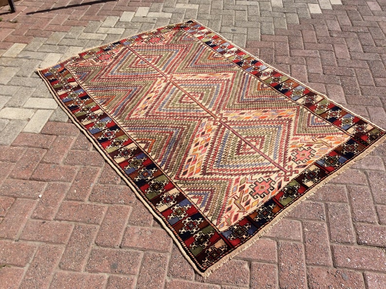 Handmade Turkish Oushak Rug 173cm x 124cm Vintage 1940s