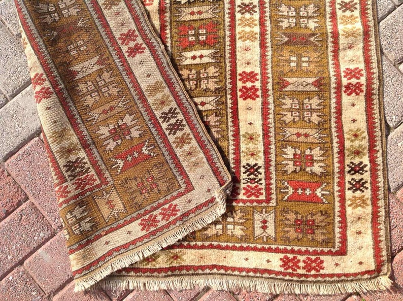 Handmade Turkish Oushak Rug 198x109 cm Antique Design