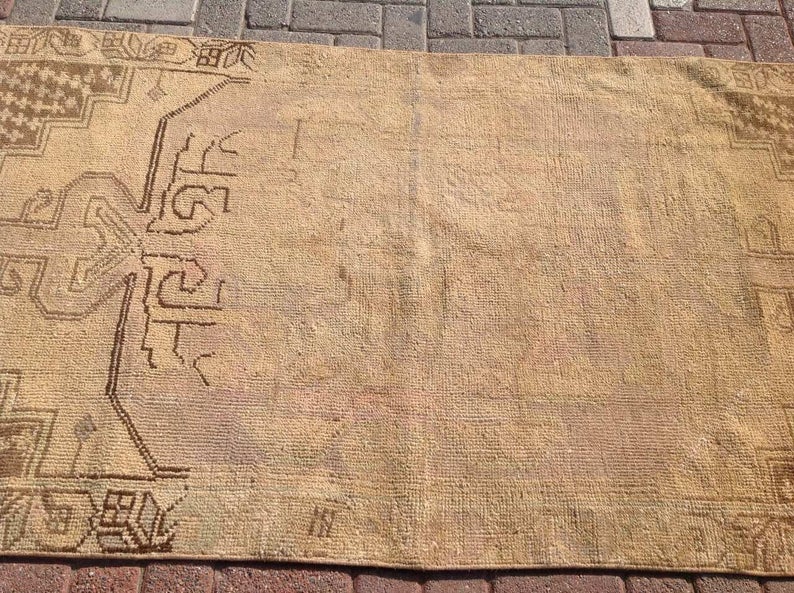 Handmade Turkish Oushak Rug 223cm x 106cm Antique Design