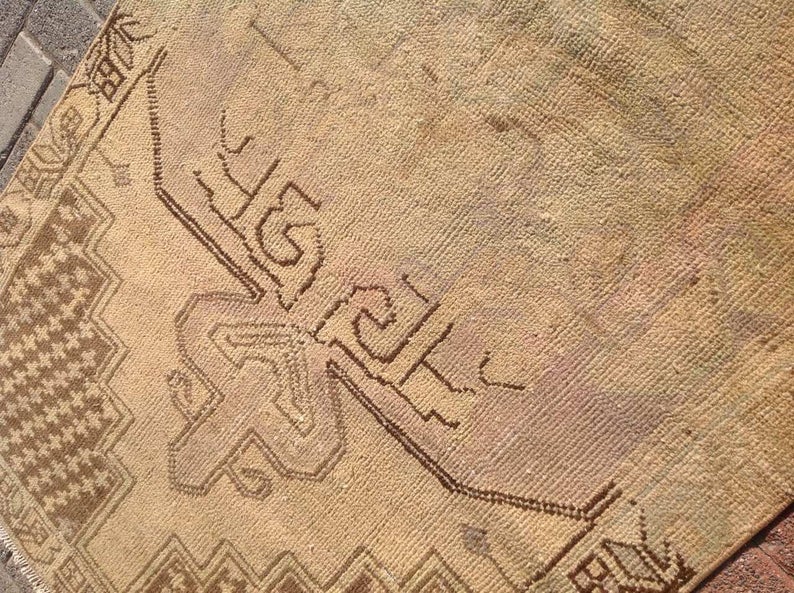 Handmade Turkish Oushak Rug 223cm x 106cm Antique Design