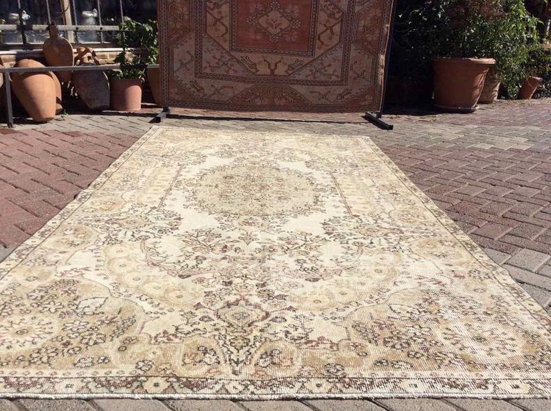 Handmade Turkish Oushak Rug 288cm x 161cm Antique Collectible