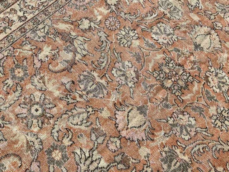 Handmade Turkish Oushak Rug 294cm x 191cm Antique Collectible