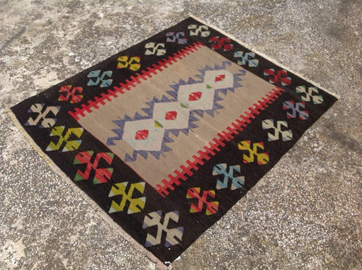 Handmade Vintage Kilim Rug 103cm x 87cm Wool from Turkey