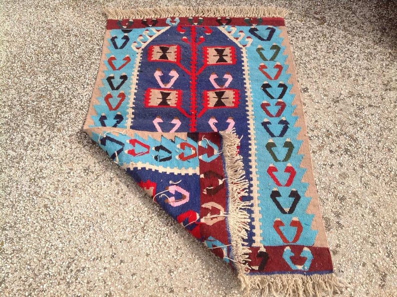 Handmade Vintage Kilim Rug 110cm x 77cm Wool