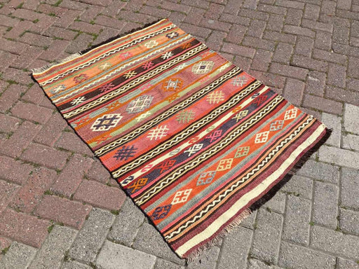 Handmade Vintage Kilim Rug 123cm x 91cm Unique Turkish Design
