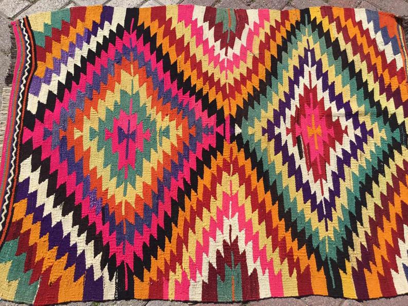 Handmade Vintage Kilim Rug 130cm x 97cm Wool