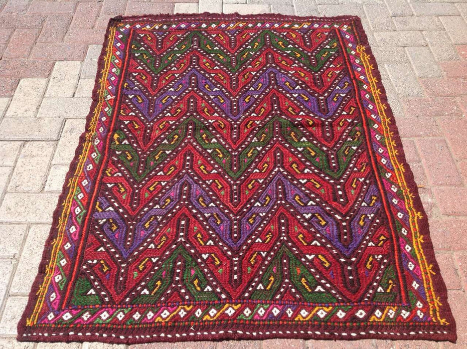 Handmade Vintage Kilim Rug 132cm x 99cm Turkish Wool