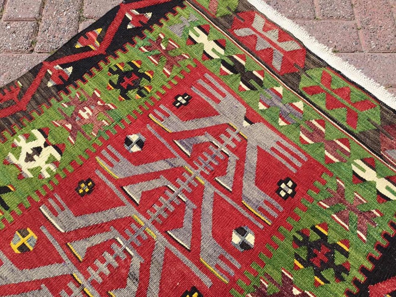 Handmade Vintage Kilim Rug 136cm x 96cm Wool Cotton