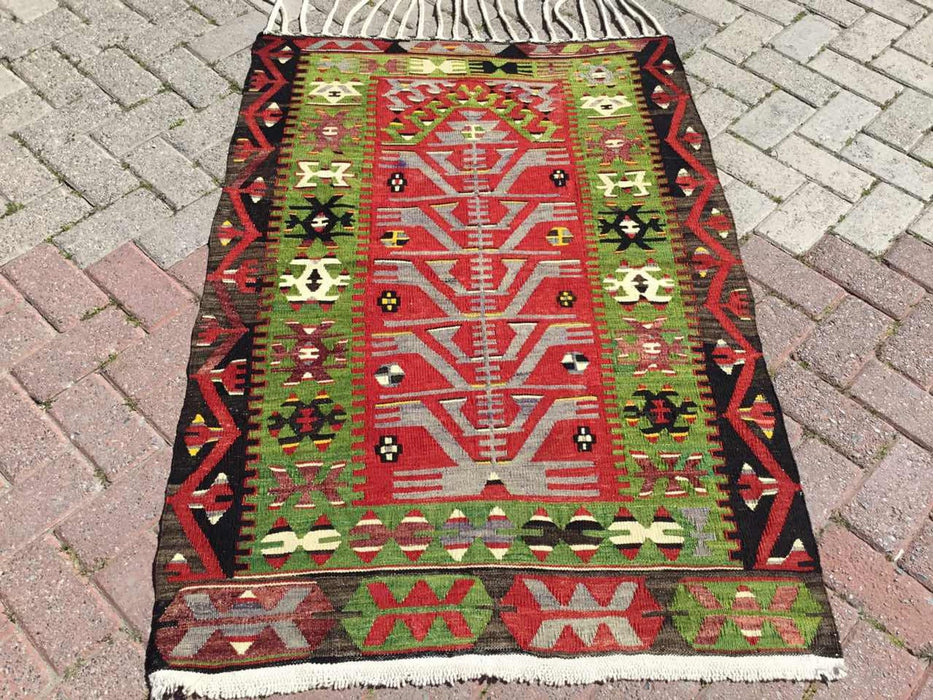 Handmade Vintage Kilim Rug 136cm x 96cm Wool Cotton