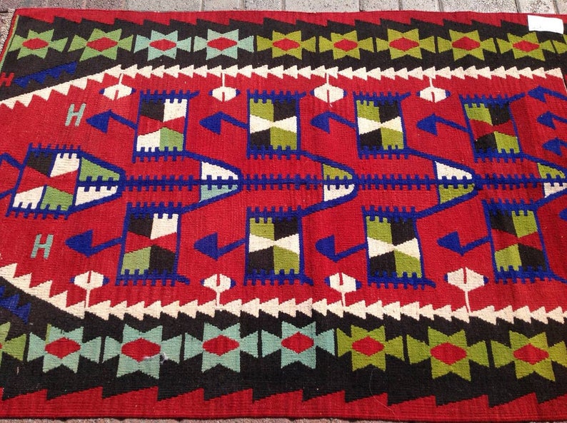 Handmade Vintage Kilim Rug 152 cm x 97 cm Wool 049