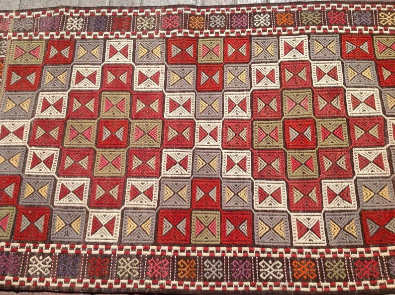 Tappeto Kilim vintage fatto a mano, 160 cm x 86 cm, dal design unico