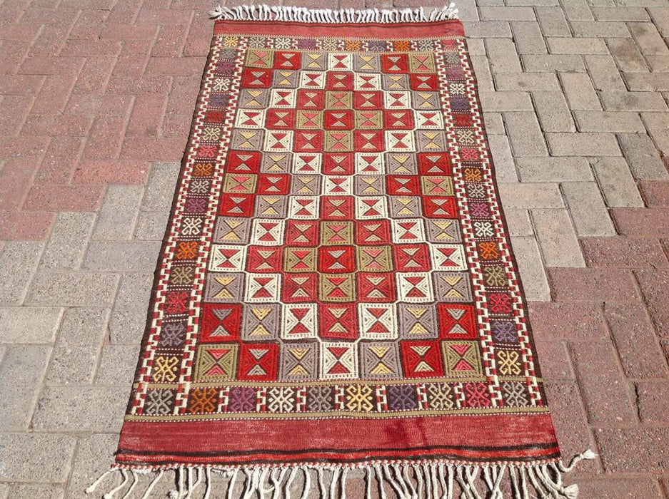 Tappeto Kilim vintage fatto a mano, 160 cm x 86 cm, dal design unico