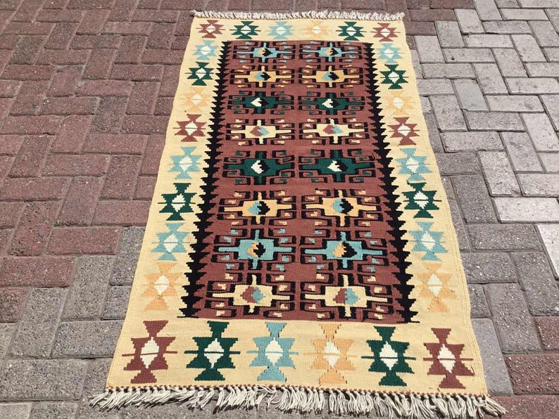 Handmade Vintage Kilim Rug 162cm x 90cm Wool