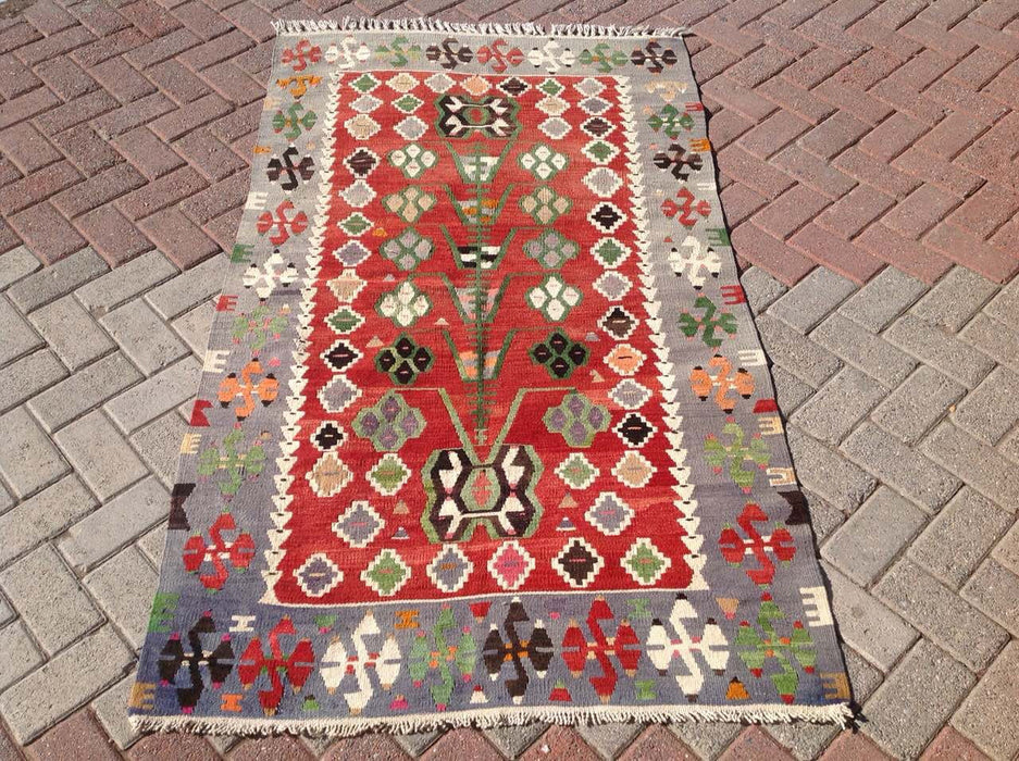 Handgemaakt vintage kelimkleed 185cm x 109cm wol-katoen