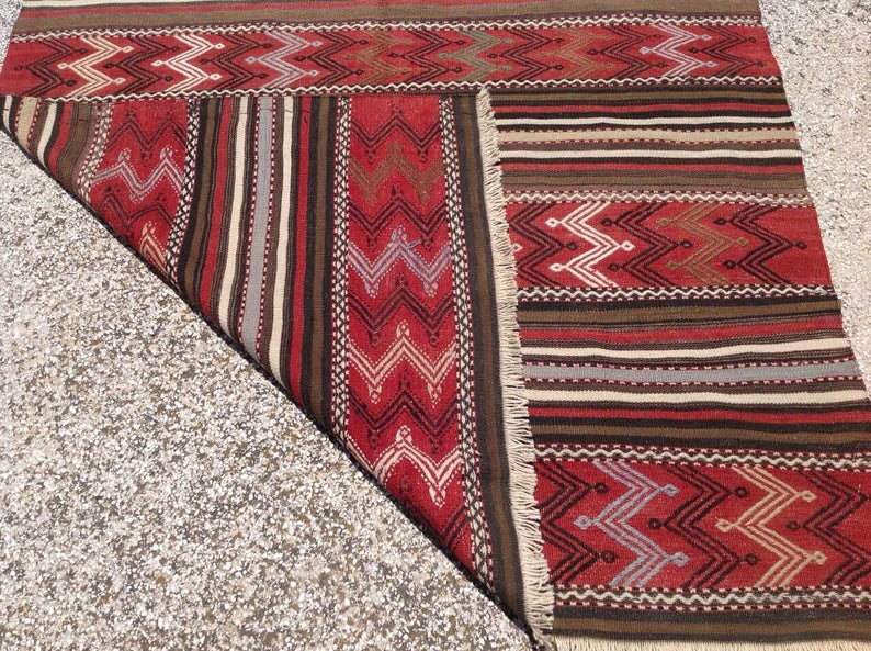 Handmade Vintage Kilim Rug 203 cm x 139 cm Striped Design