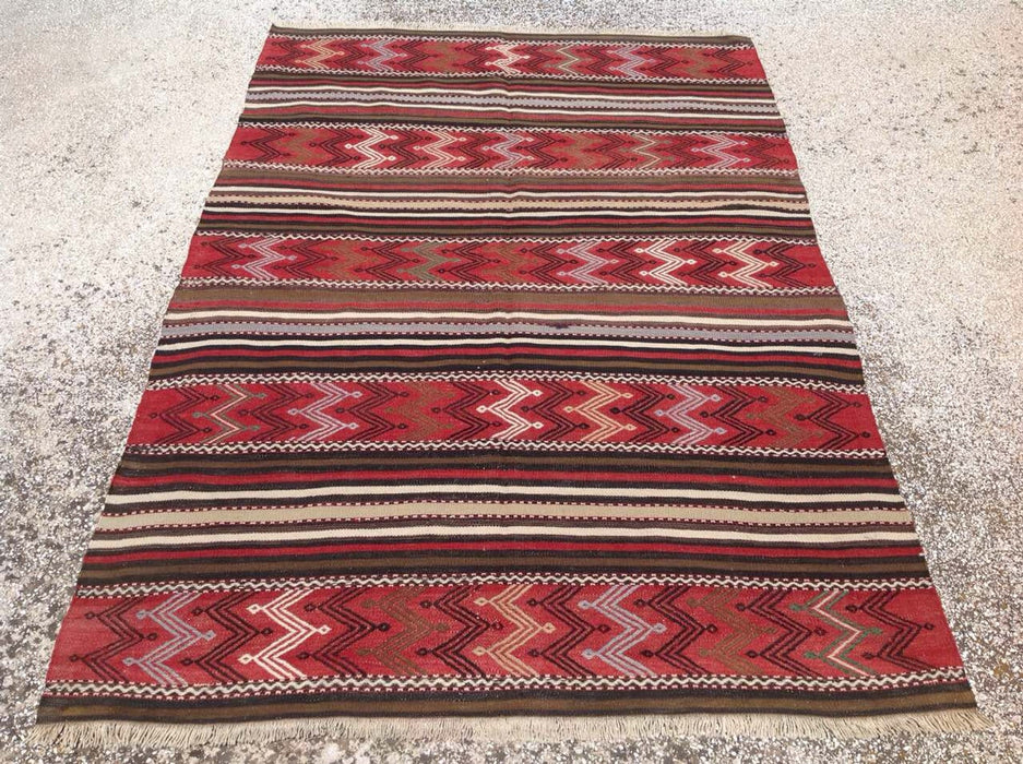 Handmade Vintage Kilim Rug 203 cm x 139 cm Striped Design