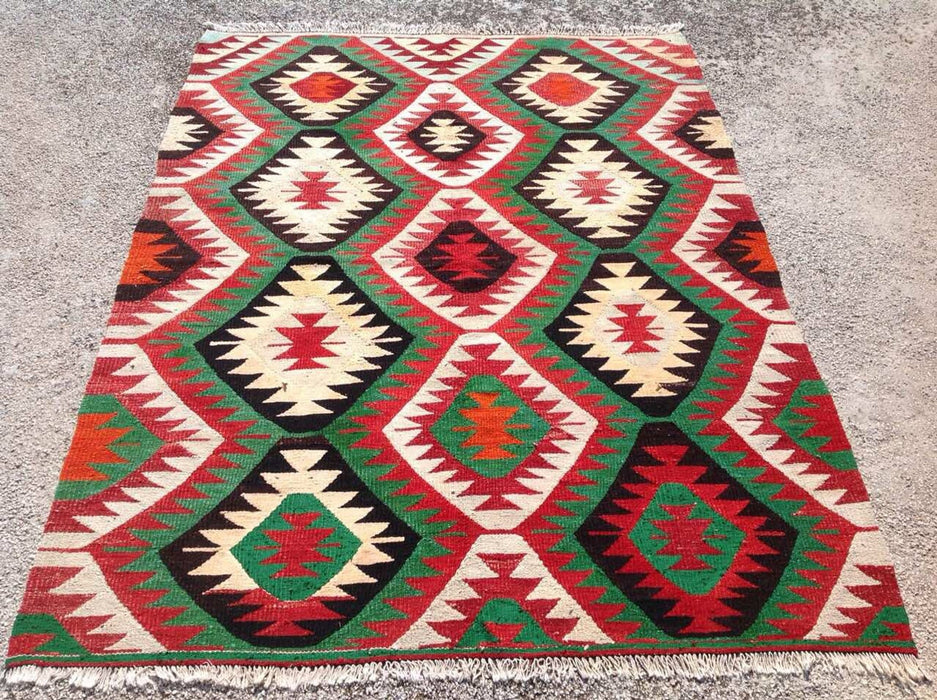 Handgemaakt vintage kelimkleed 217 x 165 cm