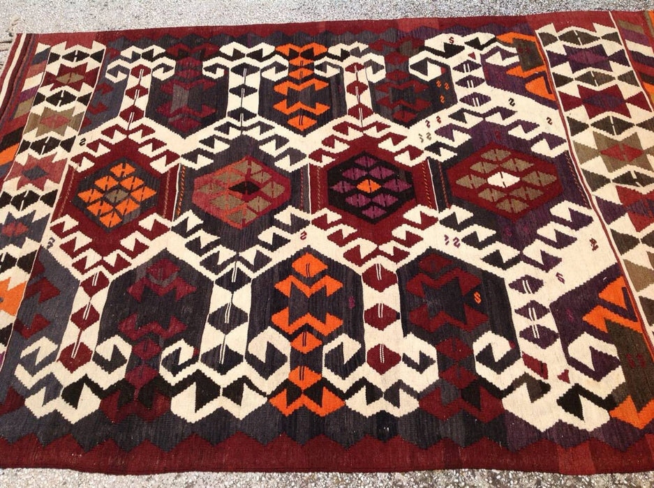 Handmade Vintage Kilim Rug 254cm x 157cm Striped Design