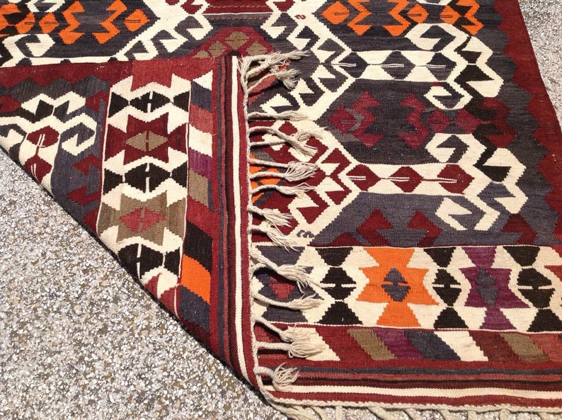 Handmade Vintage Kilim Rug 254cm x 157cm Striped Design