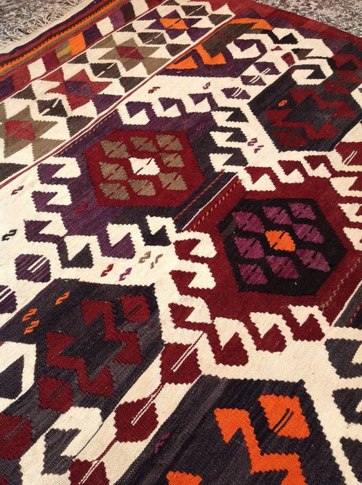 Handmade Vintage Kilim Rug 254cm x 157cm Striped Design