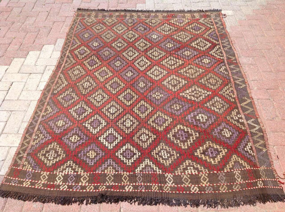 Handmade Vintage Striped Kilim Rug 208cm x 155cm