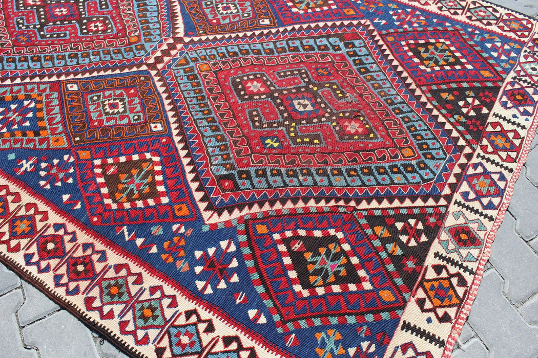 Tappeto Kilim turco vintage fatto a mano 160 cm x 220 cm