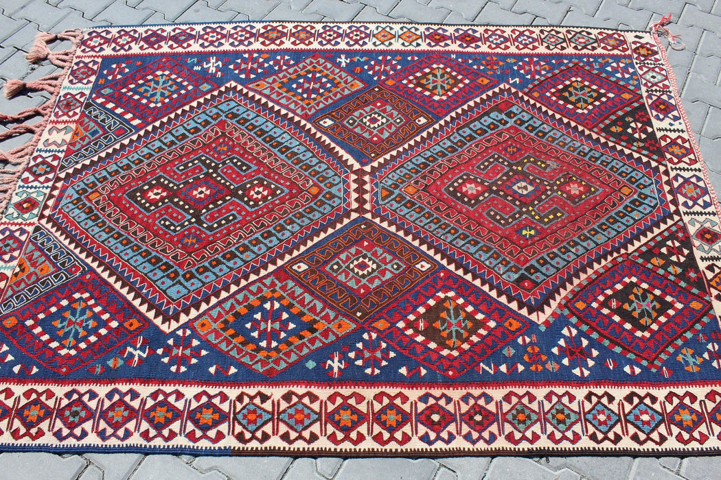 Tappeto Kilim turco vintage fatto a mano 160 cm x 220 cm