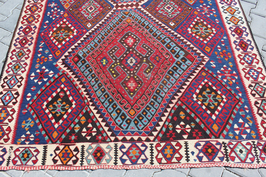 Tappeto Kilim turco vintage fatto a mano 160 cm x 220 cm