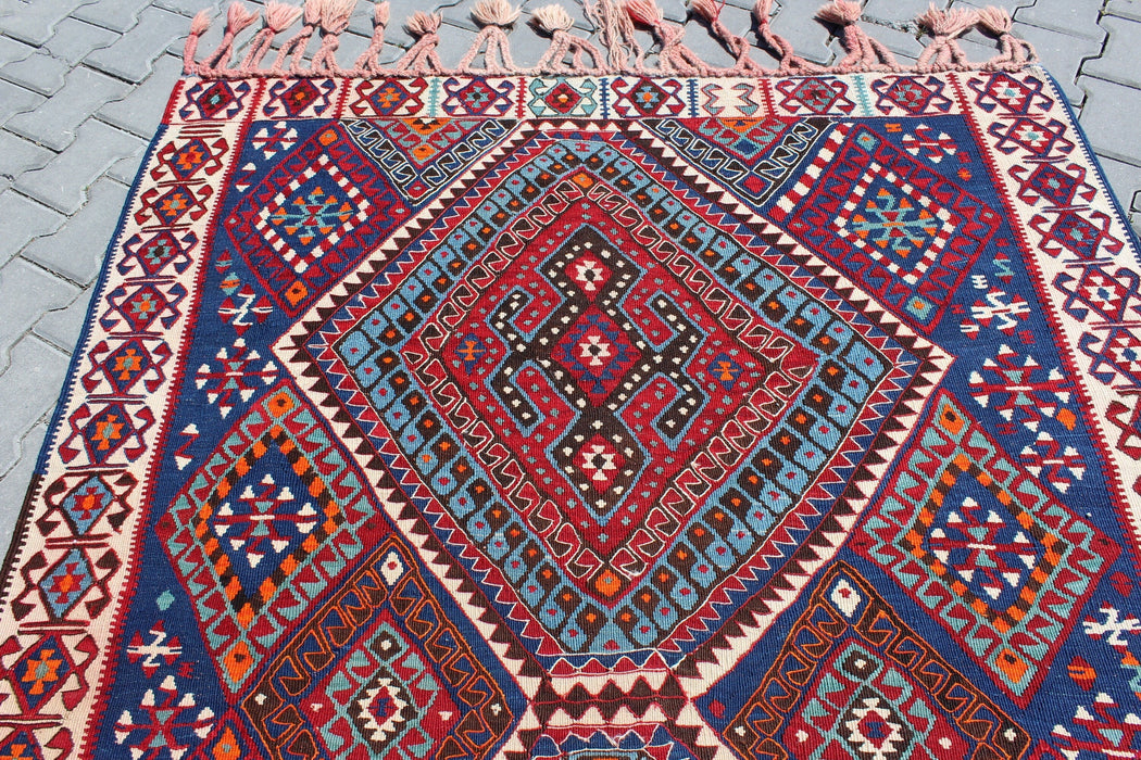 Tappeto Kilim turco vintage fatto a mano 160 cm x 220 cm