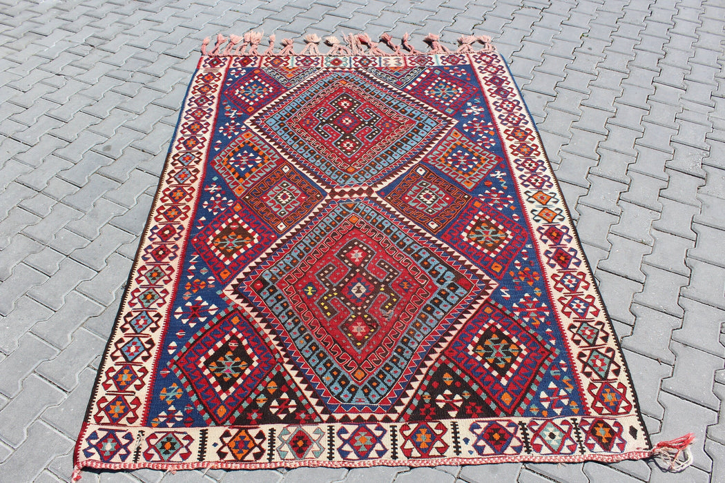 Tappeto Kilim turco vintage fatto a mano 160 cm x 220 cm