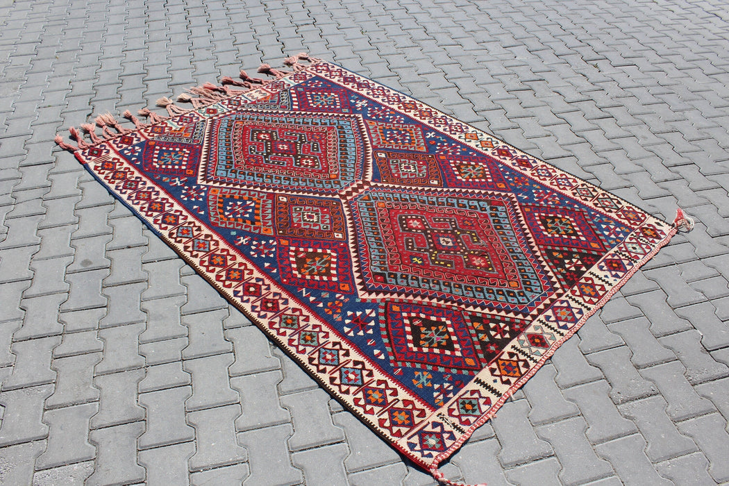 Tappeto Kilim turco vintage fatto a mano 160 cm x 220 cm