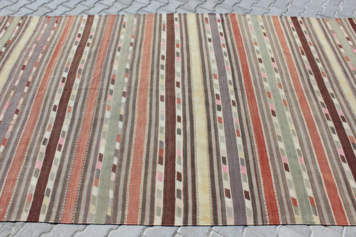 Handgemaakt Vintage Turks Kelim-tapijt 184 x 355 cm