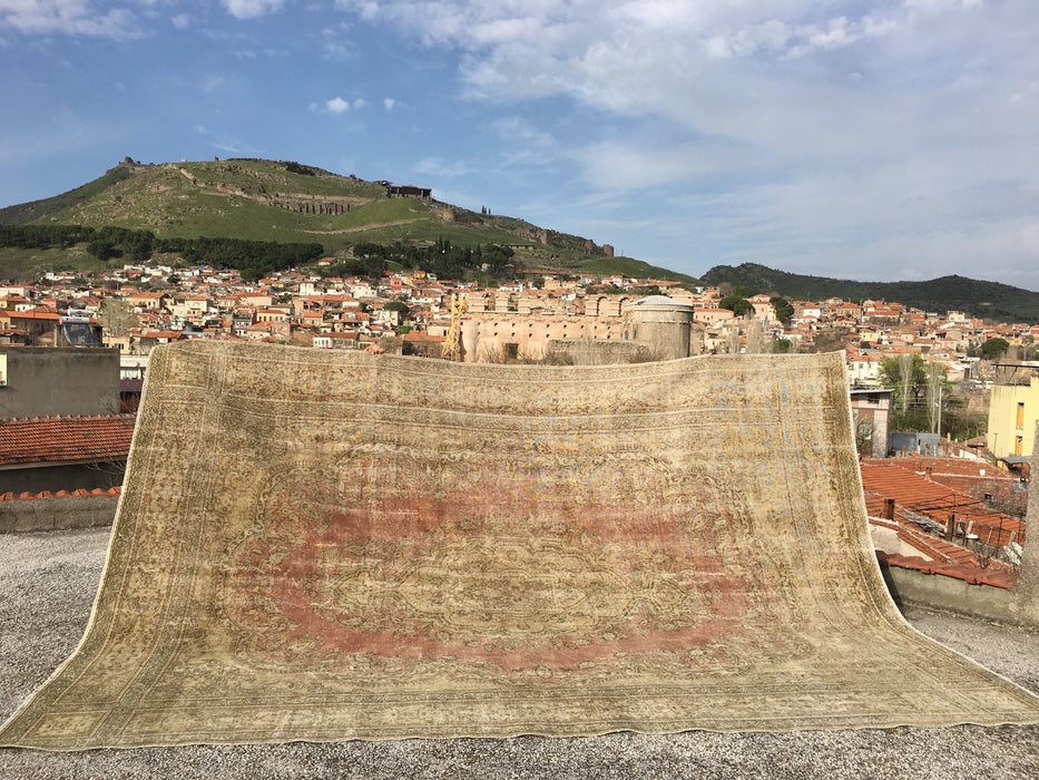 Handmade Vintage Turkish Oushak Rug 350cm x 249cm