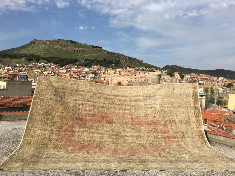 Handmade Vintage Turkish Oushak Rug 350cm x 249cm