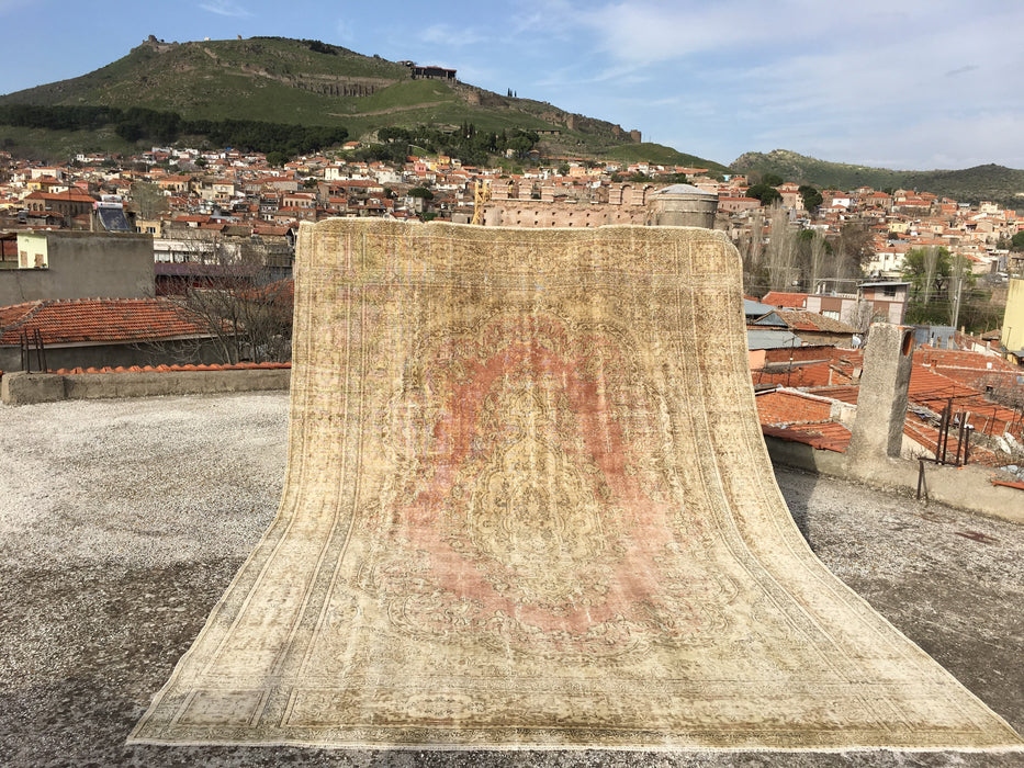 Handmade Vintage Turkish Oushak Rug 350cm x 249cm