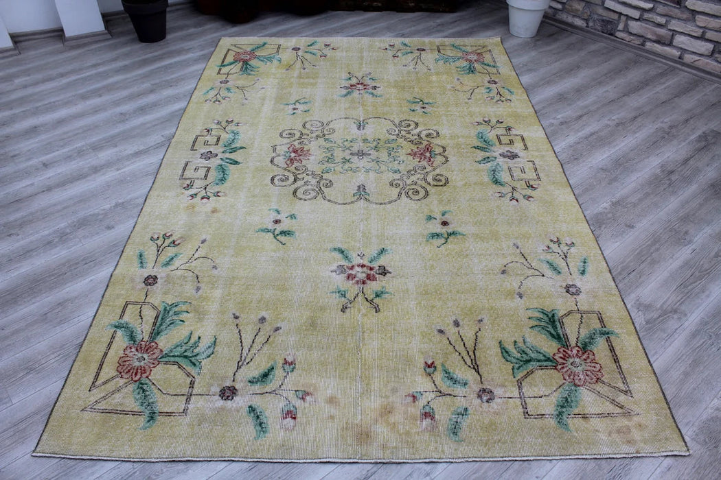 Handgemaakt vintage Turks tapijt 184 cm x 294 cm 100% wol