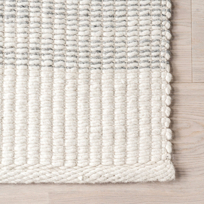 Handmade Wool Area Rug 152x244 cm Striped Design Ivory