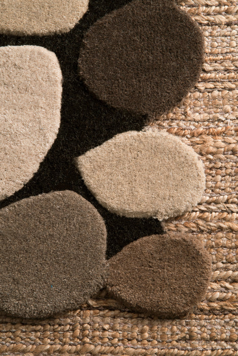 Handmade Wool Pebbles Cobblestone Area Rug Natural Design