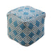 Handwoven Blue Beige Pouf For Indoor Outdoor Use