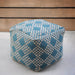 Handwoven Blue Beige Pouf For Indoor Outdoor Use