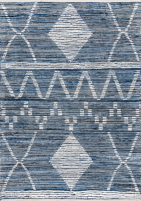 Handwoven Blue Denim Area Rug in Various Sizes