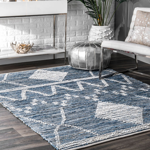 Handwoven Blue Denim Area Rug in Various Sizes