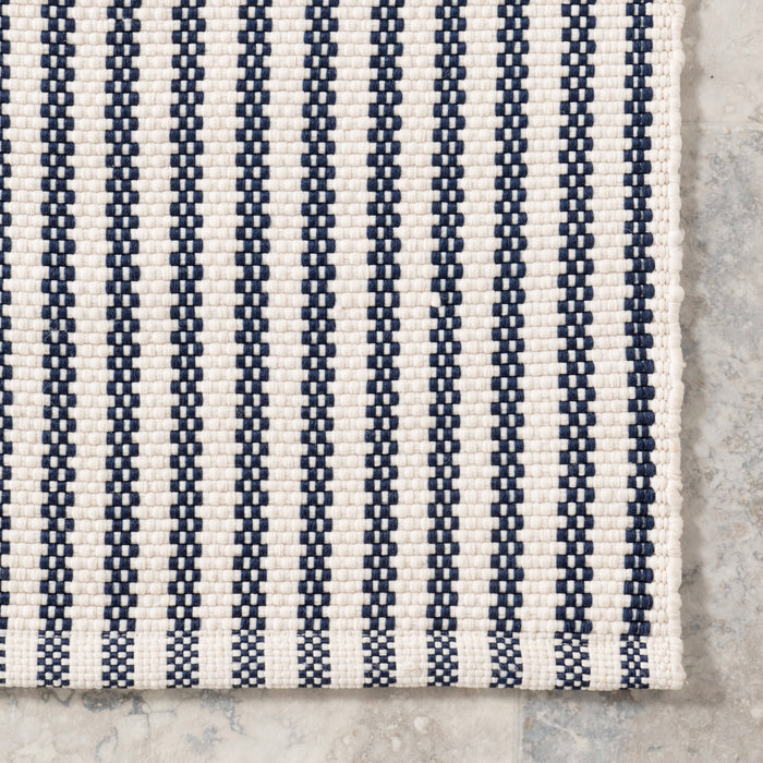 Handwoven Blue Pinstripe Indoor Outdoor Rug 120x180 cm