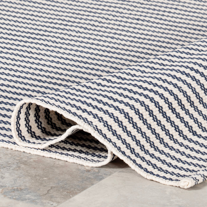 Handwoven Blue Pinstripe Indoor Outdoor Rug 120x180 cm