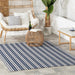Handwoven Blue Striped Indoor Outdoor Rug 60x90 cm