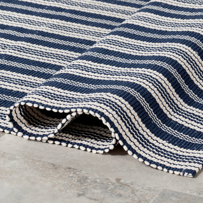 Handwoven Blue Striped Indoor Outdoor Rug 60x90 cm