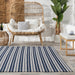 Handwoven Blue Striped Rug for Indoor and Outdoor Use